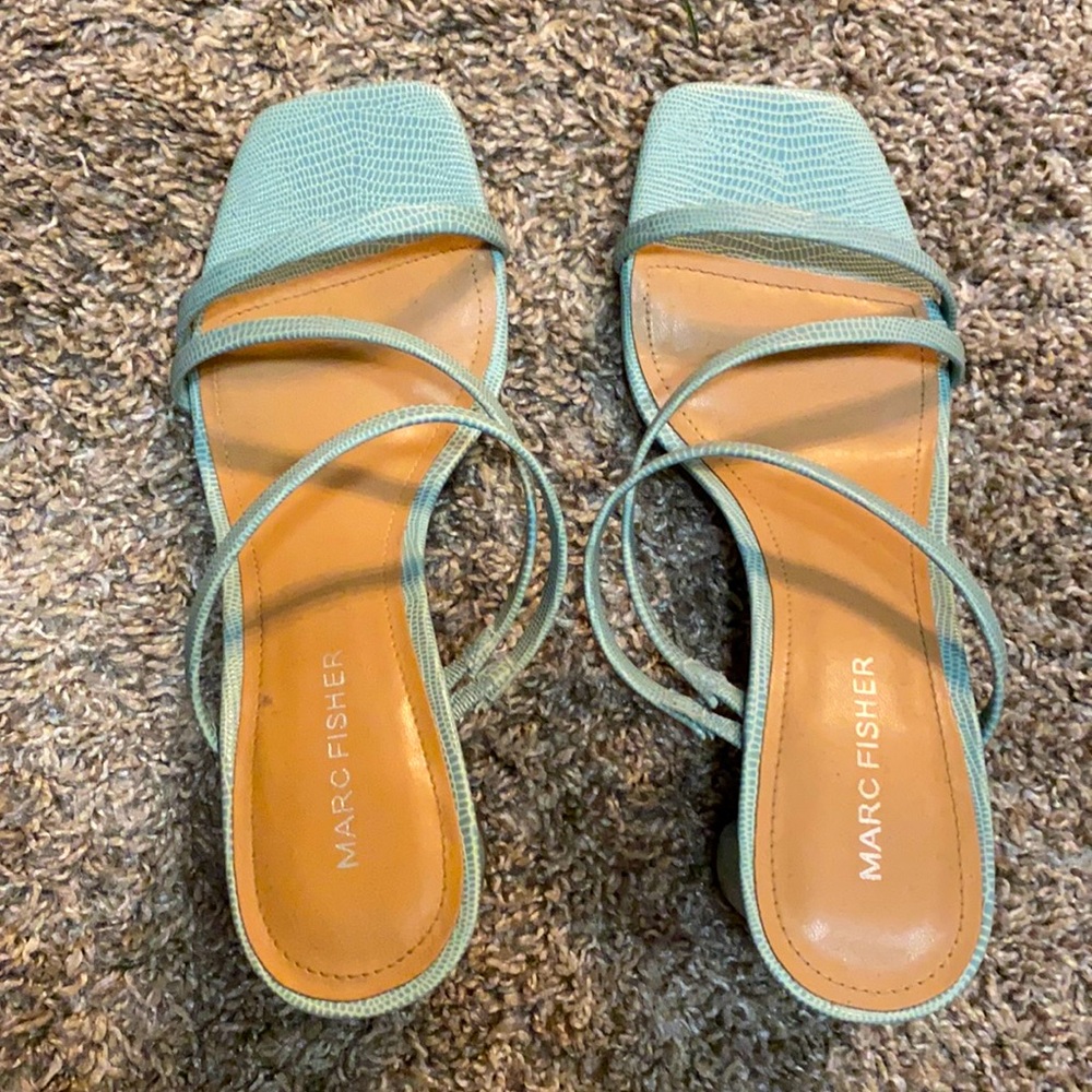Strappy square toe block heel